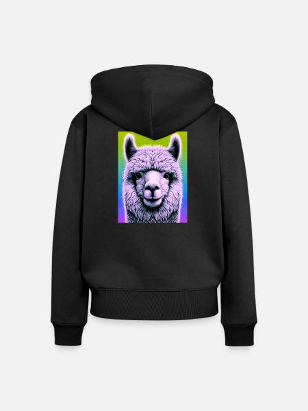 Alpaka - Frauen Premium Bio Zip Hoodie - Schwarz