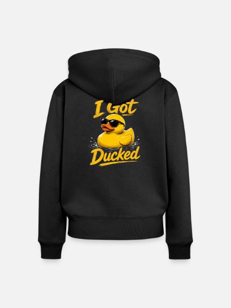 Ich wurde geduckt – Enten-Sonnenbrille - Frauen Premium Bio Zip Hoodie - Schwarz