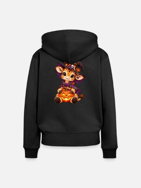 Gir'Halloween süße Giraffe - Frauen Premium Bio Zip Hoodie - Schwarz