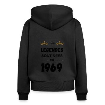 Die Legenden wurden 1969 geboren - Frauen Premium Bio Zip Hoodie - Schwarz - Hinten - Julia (174cm)