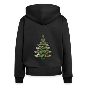 Tannenbaum Weihnachten - Frauen Premium Bio Zip Hoodie - Schwarz - Hinten - Julia (174cm)