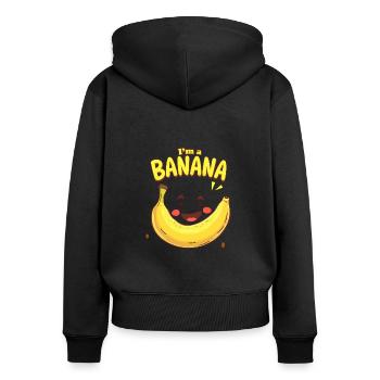 I'm a Banana Aufkleber Faschingskostüm Karneval - Frauen Premium Bio Zip Hoodie - Schwarz - Hinten - Julia (174cm)