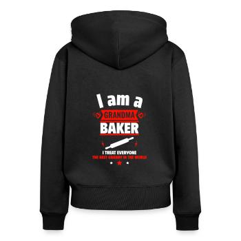 Oma Bäckerin,beste Oma der Welt,Geschenk für Oma - Frauen Premium Bio Zip Hoodie - Schwarz - Hinten - Julia (174cm)