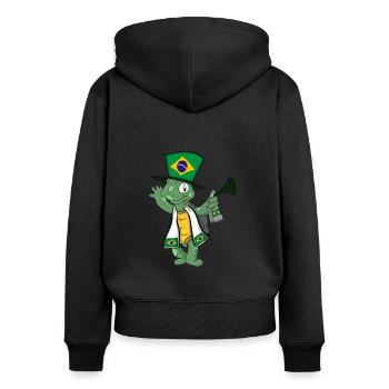 Tortue fan du Brésil - Sweat à capuche zippé Premium bio Femme - noir - Dos - Julia (174cm)