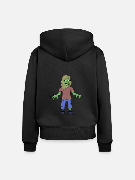 Zombie Mädchen - Frauen Premium Bio Zip Hoodie - Schwarz