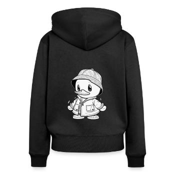 Cozy Duck - Prêt pour la pluie - Sweat à capuche zippé Premium bio Femme - noir - Dos - Julia (174cm)