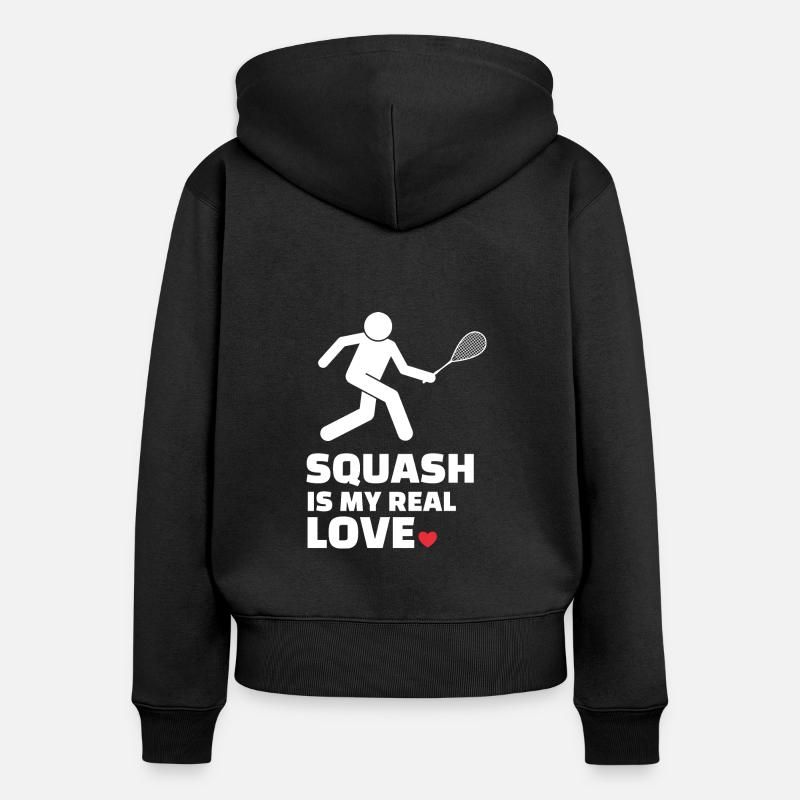 J’adore le squash - Sweat à capuche zippé Premium bio Femme - noir