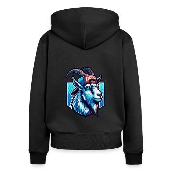 Gambling Goat with Gamepad Gamer - Women's Premium Organic Zip Hoodie - black - Back - Julia (174cm)