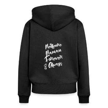 Meilleur maman forever and always - Sweat à capuche zippé Premium bio Femme - noir - Dos - Julia (174cm)