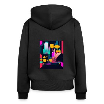 Cyber City - Sweat à capuche zippé Premium bio Femme - noir - Dos - Julia (174cm)