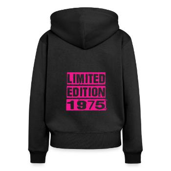 Édition limitée 1975 - Sweat à capuche zippé Premium bio Femme - noir - Dos - Julia (174cm)