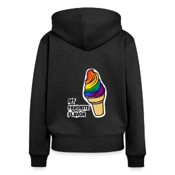 Lieblingssorte Eis LGBTQ+ - Frauen Premium Bio Zip Hoodie - Schwarz - Hinten - Julia (174cm)
