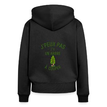 J Ai Un Arbre à couper - Sweat à capuche zippé Premium bio Femme - noir - Dos - Julia (174cm)