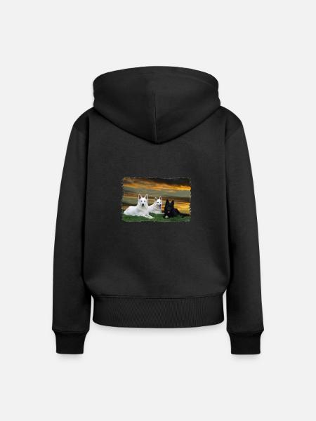 Black & White - Frauen Premium Bio Zip Hoodie - Schwarz