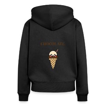 Schokolade Eis Chocolate Geschenkidee Schokoeis - Frauen Premium Bio Zip Hoodie - Schwarz - Hinten - Julia (174cm)