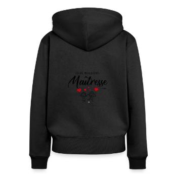 Cadeau personnalisé élue meilleure Maîtesse Enfant - Sweat à capuche zippé Premium bio Femme - noir - Dos - Julia (174cm)