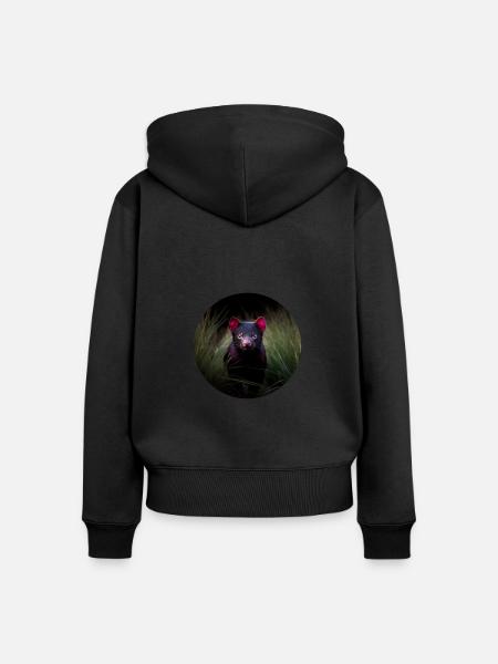 Lauernder Tasmanischer Teufel - Frauen Premium Bio Zip Hoodie - Schwarz