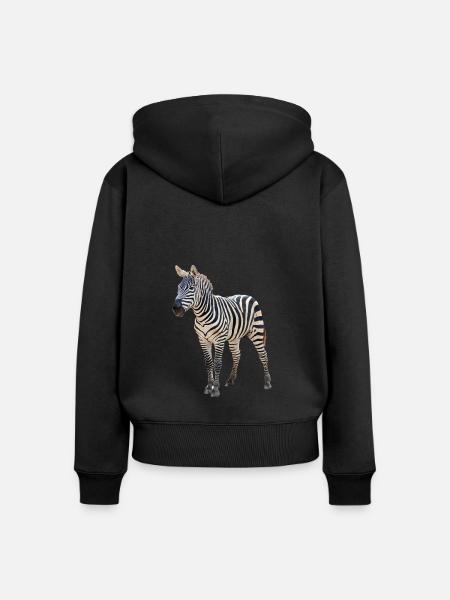 Zebra - Frauen Premium Bio Zip Hoodie - Schwarz