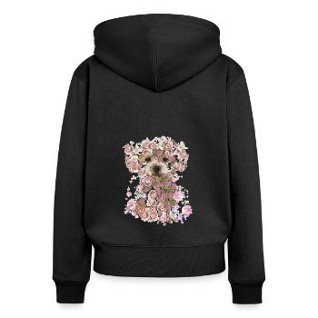 Chiot Vintage Bichon Frise - Sweat à capuche zippé Premium bio Femme - noir - Dos - Julia (174cm)