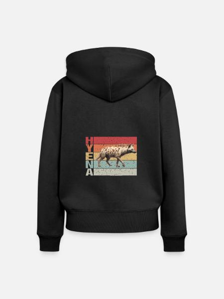 Hyäne Retro style - Frauen Premium Bio Zip Hoodie - Schwarz