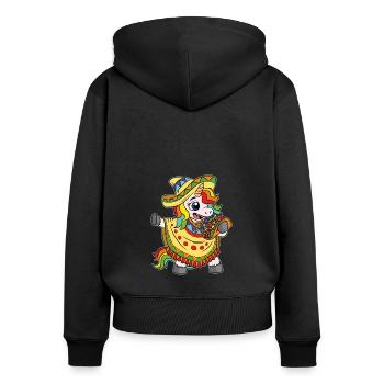 Licorne Tacos Cinco De Mayo Enfants - Sweat à capuche zippé Premium bio Femme - noir - Dos - Julia (174cm)
