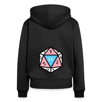 Cube transgenre D20 Trans Pride - Sweat à capuche zippé Premium bio Femme - noir - Dos - Julia (174cm)