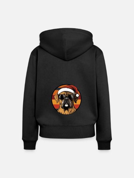 Boxer Hund Weihnachten Cool - Frauen Premium Bio Zip Hoodie - Schwarz