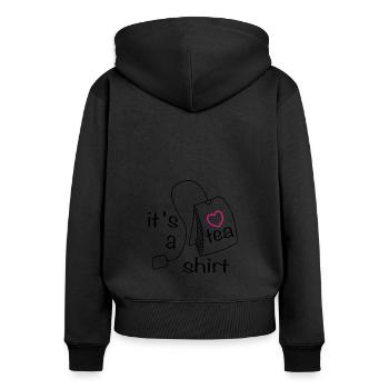 c’est un amateur de thé en chemise de thé - Sweat à capuche zippé Premium bio Femme - noir - Dos - Julia (174cm)
