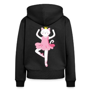Ballerina ballet cat dancer princess - Women's Premium Organic Zip Hoodie - black - Back - Julia (174cm)