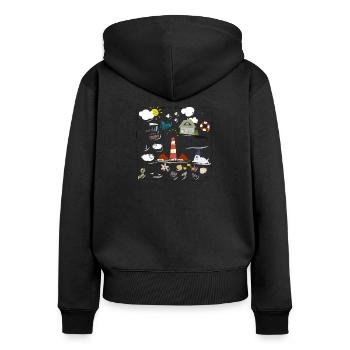 Sankt Peter-Ording Liebe - Frauen Premium Bio Zip Hoodie - Schwarz - Hinten - Julia (174cm)