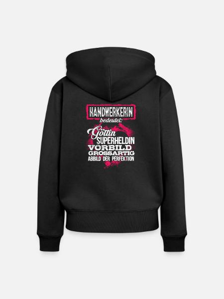 HANDWERKERIN - duden - Frauen Premium Bio Zip Hoodie - Schwarz
