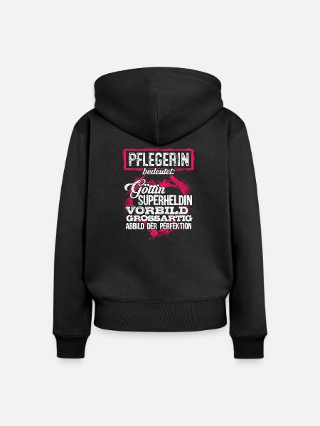 PFLEGERIN - duden - Frauen Premium Bio Zip Hoodie - Schwarz
