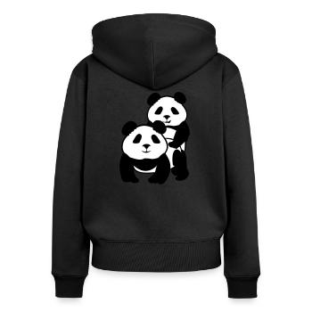 Panda Style - Frauen Premium Bio Zip Hoodie - Schwarz - Hinten - Julia (174cm)