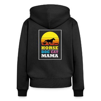 Cheval Chat Chiens Maman - Sweat à capuche zippé Premium bio Femme - noir - Dos - Julia (174cm)
