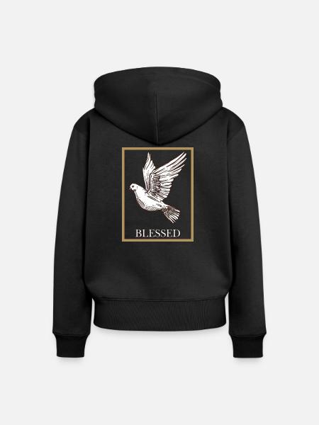 blessed - Frauen Premium Bio Zip Hoodie - Schwarz