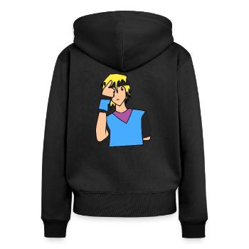 Karateka - Frauen Premium Bio Zip Hoodie - Schwarz - Hinten - Julia (174cm)