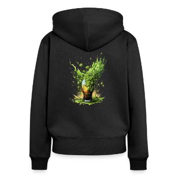 Hops explosion in beer glass - Women's Premium Organic Zip Hoodie - black - Back - Julia (174cm)