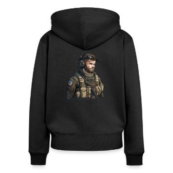 Don des forces spéciales - Sweat à capuche zippé Premium bio Femme - noir - Dos - Julia (174cm)
