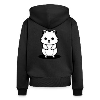 Quokka in cartoon stem - Women's Premium Organic Zip Hoodie - black - Back - Julia (174cm)