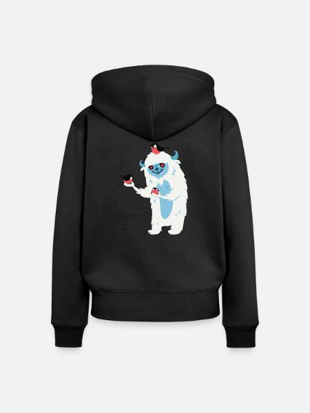Monster mit Vögeln - Frauen Premium Bio Zip Hoodie - Schwarz