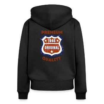 Premium quality 1946 - Women's Premium Organic Zip Hoodie - black - Back - Julia (174cm)