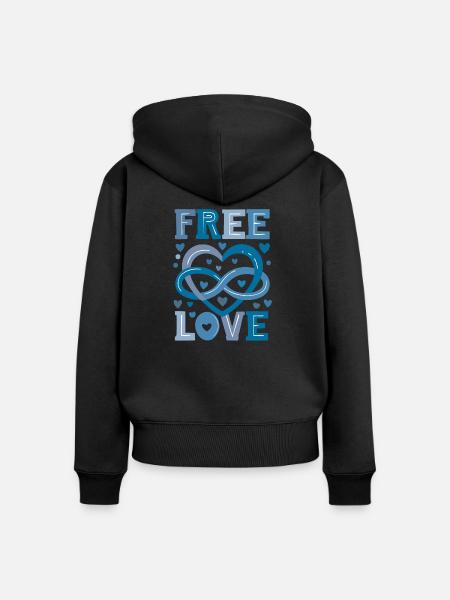 Polyamorie Symbol - Türkis - Frauen Premium Bio Zip Hoodie - Schwarz