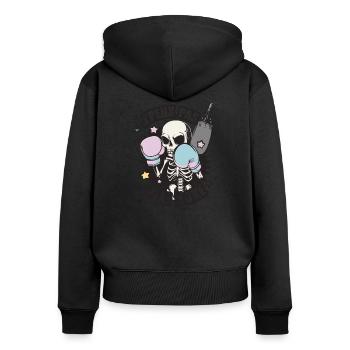 Je peux pas j'ai boxe - Sweat à capuche zippé Premium bio Femme - noir - Dos - Julia (174cm)