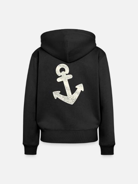 Anker distressed - Frauen Premium Bio Zip Hoodie - Schwarz