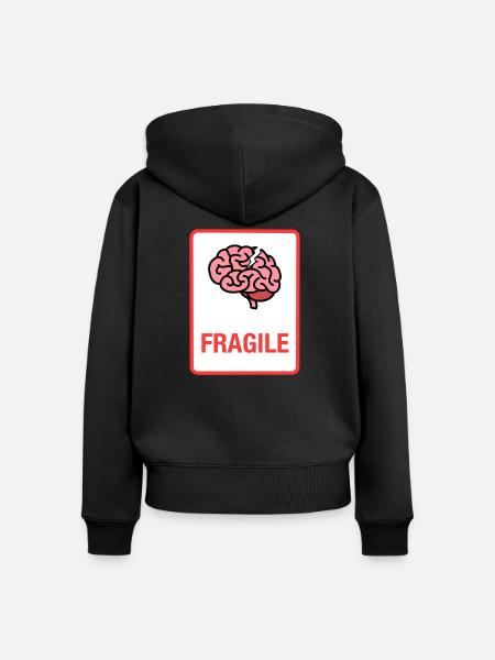 Zerbrechlich - Frauen Premium Bio Zip Hoodie - Schwarz