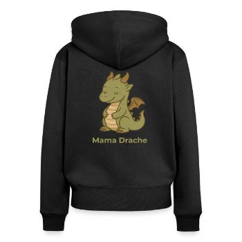 Mama Drache – Shirt für stolze Mütter - Frauen Premium Bio Zip Hoodie - Schwarz - Hinten - Julia (174cm)