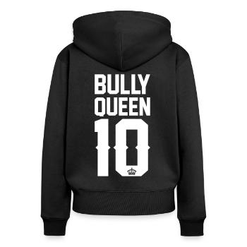 Bully-Queen - Frauen Premium Bio Zip Hoodie - Schwarz - Hinten - Julia (174cm)