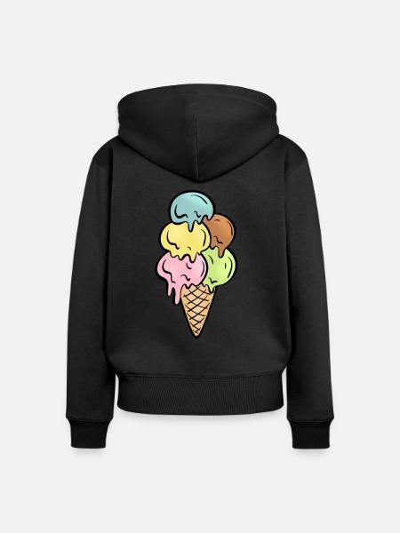 Wafelek do lodów - Premium økologisk hoodie med lynlås til kvinder - sort