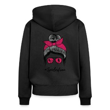 Spielerfrau eines Fußballers Fussballspielers - Frauen Premium Bio Zip Hoodie - Schwarz - Hinten - Julia (174cm)