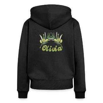 Olivia Vorname - Frauen Premium Bio Zip Hoodie - Schwarz - Hinten - Julia (174cm)